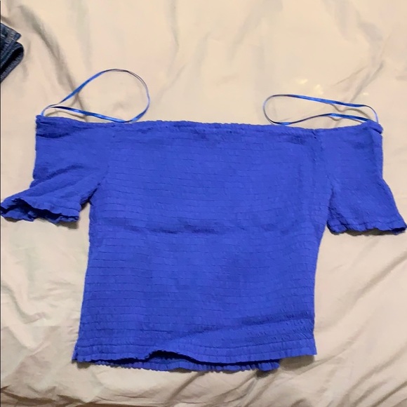 Blue Scrunch Strapless Shirt - Picture 4 of 4